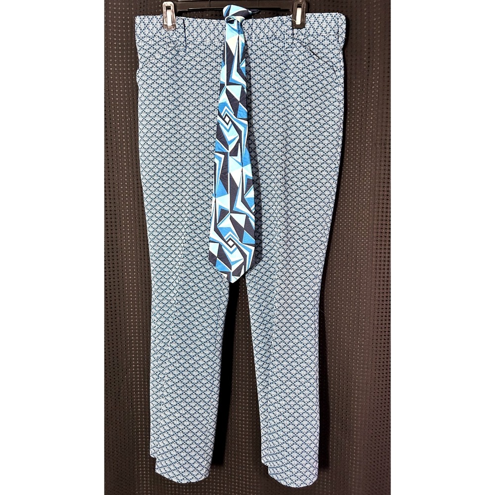 Vintage 60s Campus Retro Mod Knit Slacks Geometric Trousers Pants Hipster + Tie